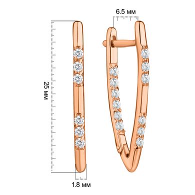 Сережки з фіанітом з червоного золота PlatoN 1с352/01б