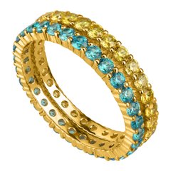 Кольцо с синим и желтым фианитом из желтого золота PlatoN 2к309/01дсж, 15.5