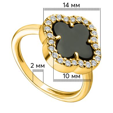 Кольцо с агатом фианитом из желтого золота PlatoN 2к301/67б, 15