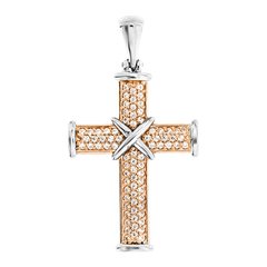Крест с фианитом из комбинированного золота PlatoN 4п166/01бб