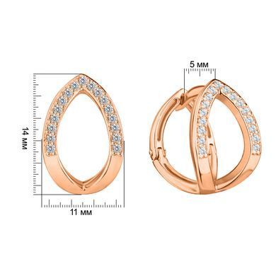 Серьги с фианитом из красного золота PlatoN 1с347/01б