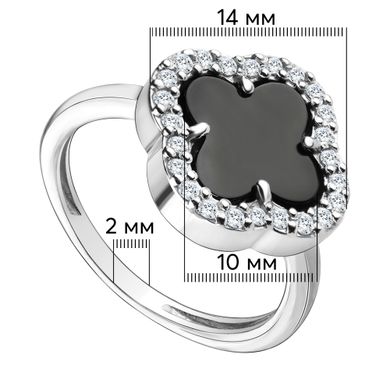 Кольцо с агатом фианитом из белого золота PlatoN 3к301/67б, 15