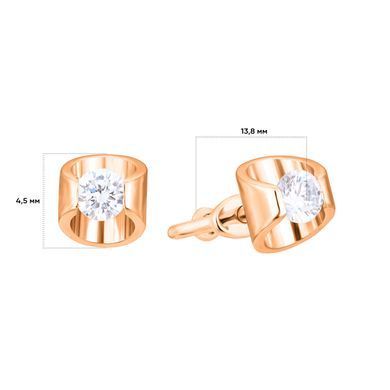 Серьги с фианитом из красного золота PlatoN 1с010/01б