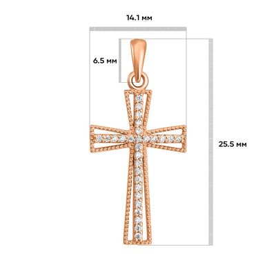 Крест с фианитом из красного золота PlatoN 1п120/01б