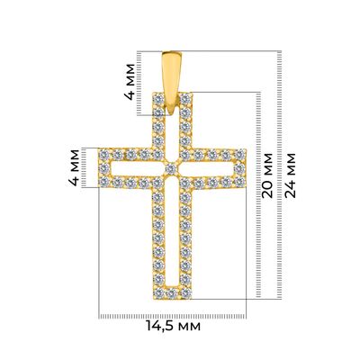 Хрест з фіанітом з жовтого золота PlatoN 2п173/01б