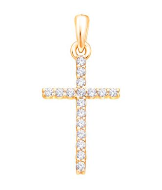 Крест с фианитом из желтого золота PlatoN 2п034/01б