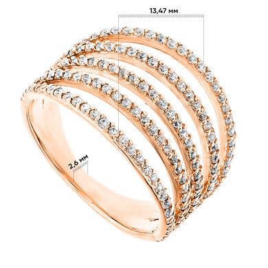 Кольцо с фианитом из красного золота PlatoN 1к225/01б, 15.5