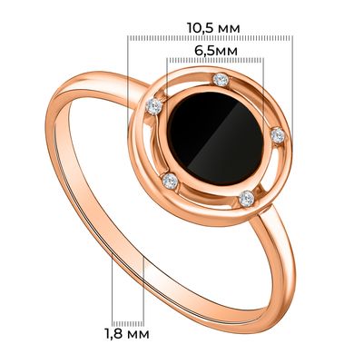 Кольцо с агатом фианитом из красного золота PlatoN 1к307/67б, 15