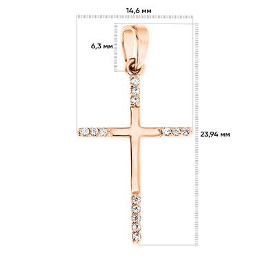 Крест с фианитом из красного золота PlatoN 1п165/01б